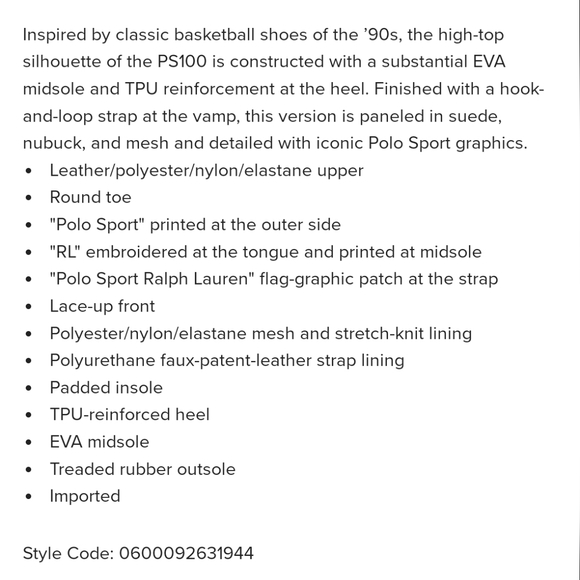 "NEW" Polo Ralph Lauren Polo Sport PS100 Men's 8 High Top Sneakers Newport Navy - Picture 2 of 5